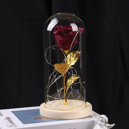 Eternal Rose Flowers LED Light In Glass Cover Day Wedding Decoration