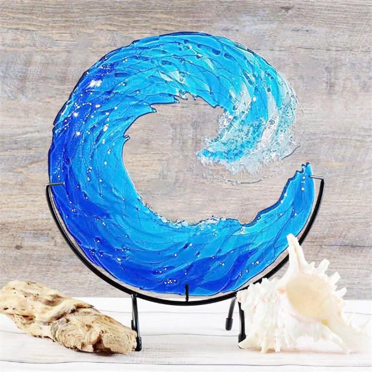 Wave Fused Glass Sculpture Wave Acrylic Craft Ornament